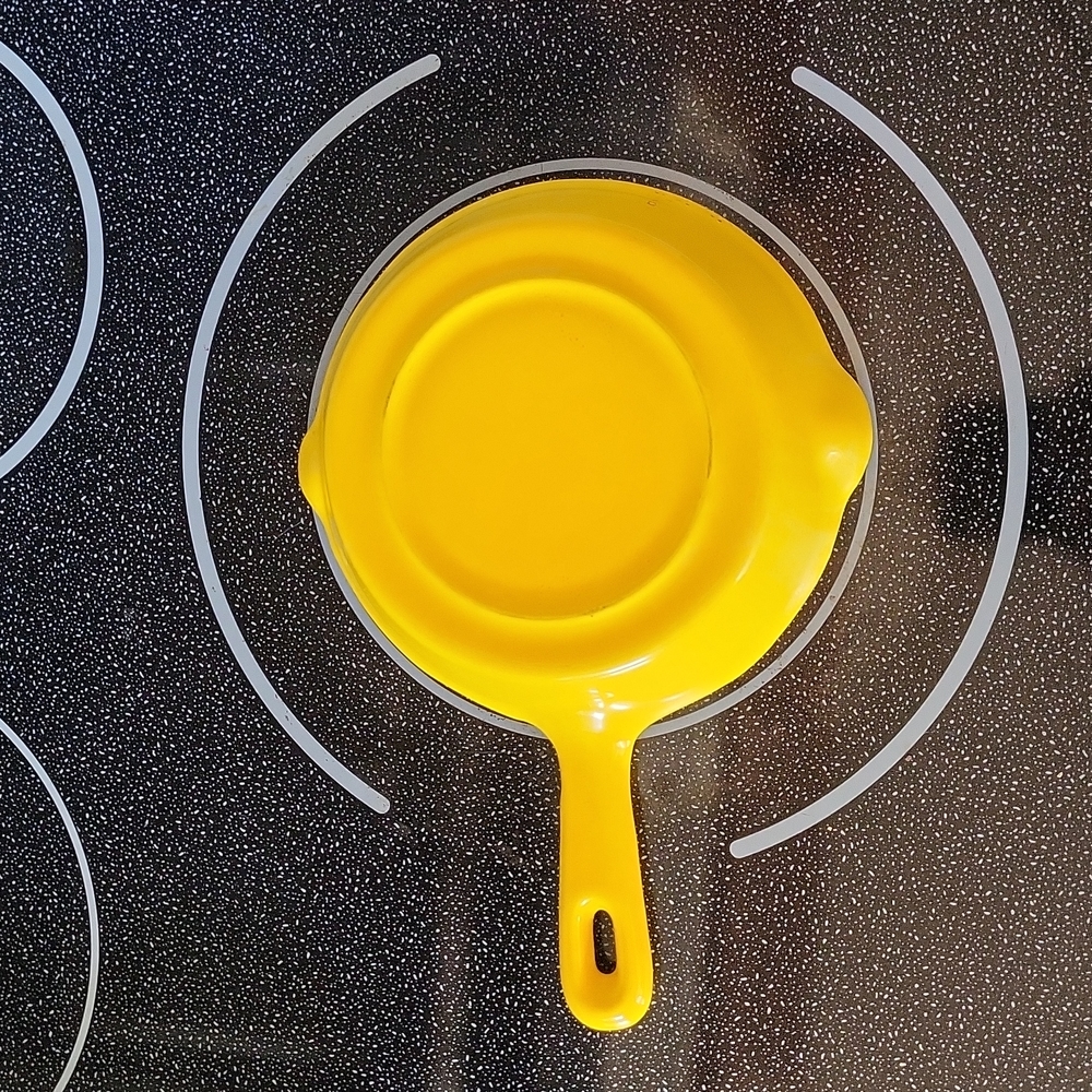 Yellow Cast Iron Frying Pan